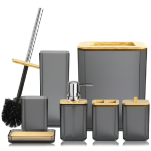 CERBIOR Bamboo Bathroom Accessory Set