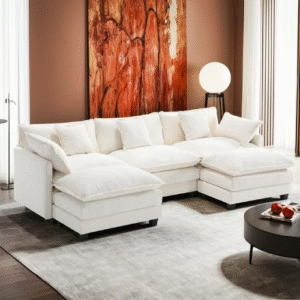 BedLuxury 111.5'' Modular Sectional Sofa with Movable Ottomans